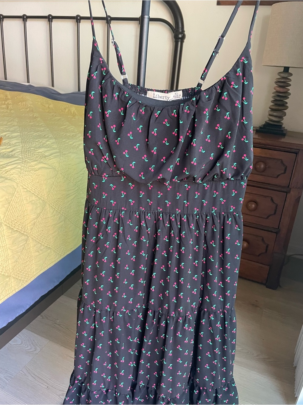 Liberty Black Cherry-Print Midi Dress